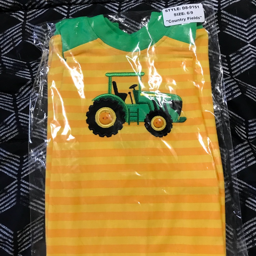 Ricrac and ruffles 6/9 month boy romper.